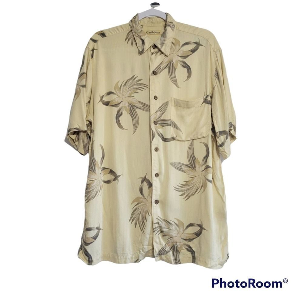 Caribbean cream Hawaiian button down